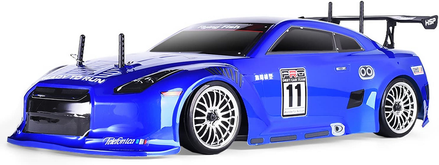 HSP Racing RC Car 4wd 1:10 Drift Car 94123 Flying Fish 2022 Upgraded Car Shell with Extra 4 Drift Tires