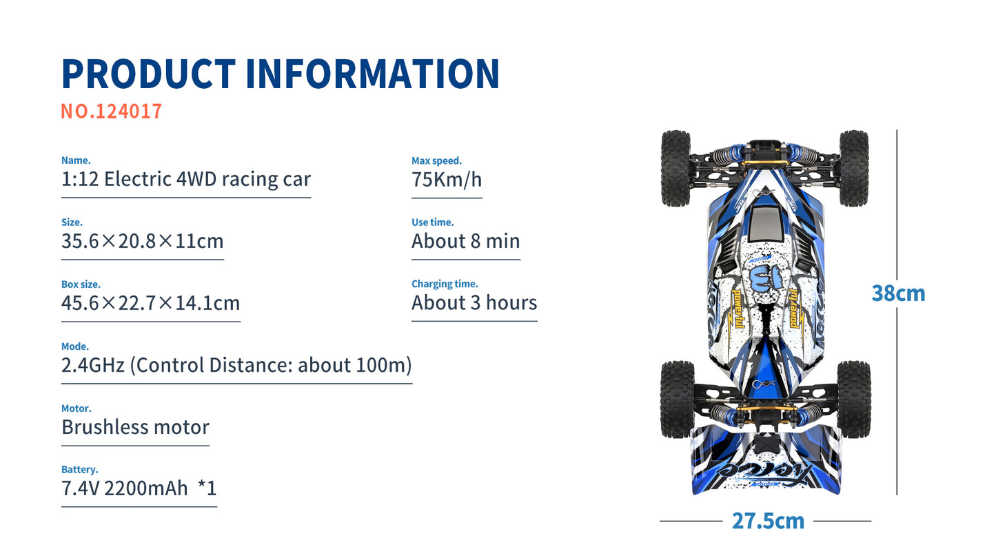 WLtoys V2 124017 1/12 Scale RC Race Car