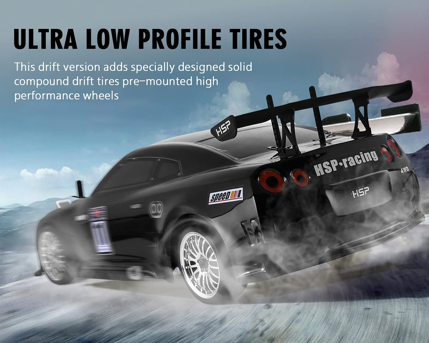 HSP Racing RC Car 4wd 1:10 Drift Car 94123 Flying Fish 2022 Upgraded Car Shell with Extra 4 Drift Tires