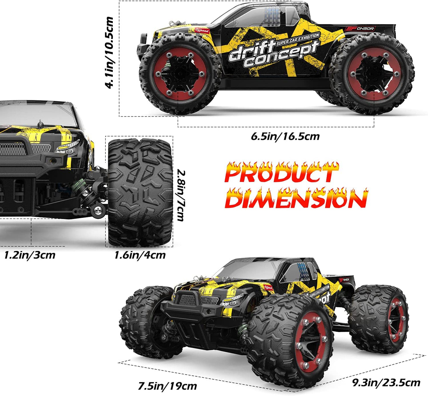 DEERC 200E, 300E Brushless High Speed RC Car with 2 Car Shells, Upgraded 1:10 RC Trucks W/LED Headlight, 60 KM/H